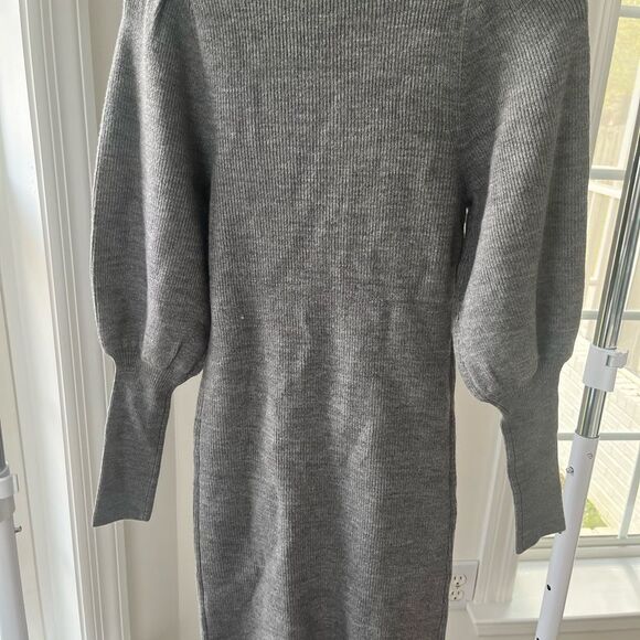 French Connection Long Sleeve Sweater Mini Dress in Gray Size Medium NWT - Picture 6 of 8
